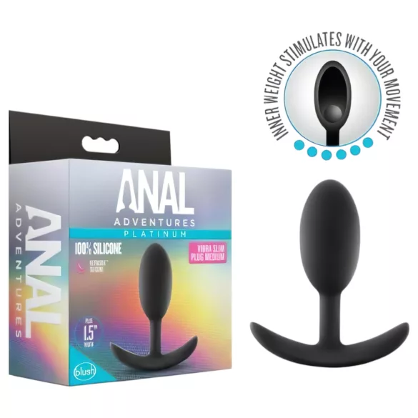 Anal Adventures Platinum - plug anal - tamaño mediano - silicona negra