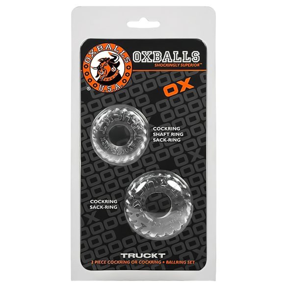OXBALLS - set de anillos para pene texturizados - silicona transparente