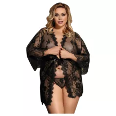   Subblime Queen Plus - bata de encaje negro con conjunto (XL-2XL)
