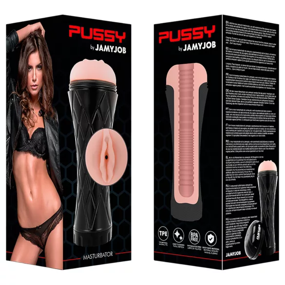 JamyJob - masturbador realista vaginal - funda negra interior natural