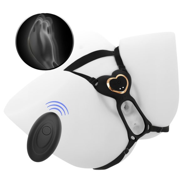 IBIZA - vibrador con arnés - estimulador de clítoris - silicona negra