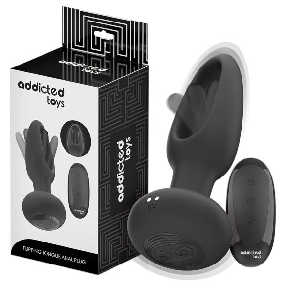 Addicted Toys - vibrador anal con lengua móvil - silicona negra