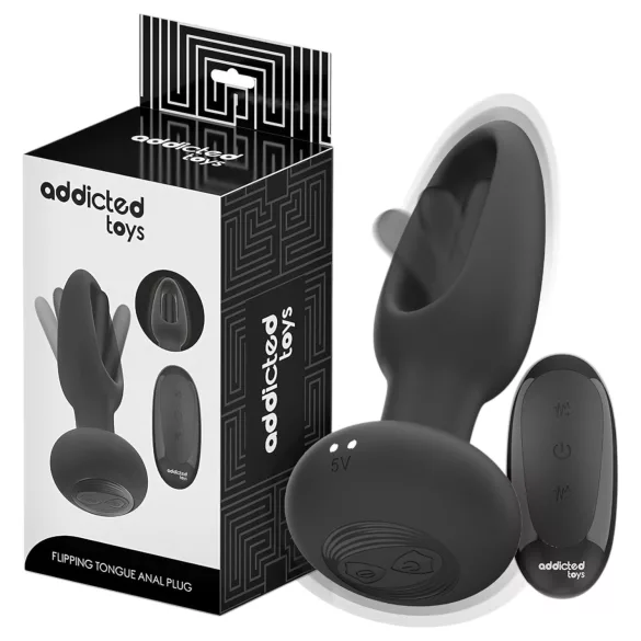 Addicted Toys - vibrador anal con lengua móvil - silicona negra