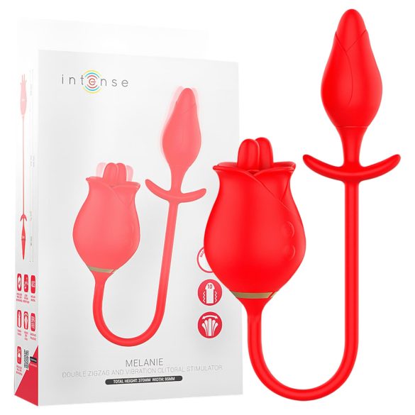 Intense Melanie - estimulador de clítoris con lengua y vibrador 2 en 1 - rojo