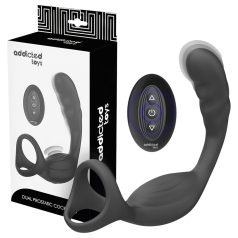   Addicted Toys - vibrador anal con anillo para pene y testículos - silicona negra