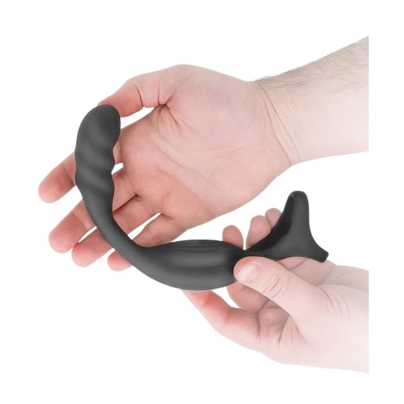 Addicted Toys - vibrador anal con anillo para pene y testículos - silicona negra