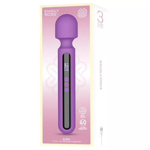 Engily Ross Aura - vibrador masajeador recargable digital - silicona lila