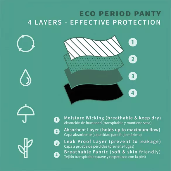Adalet Natura Super - braga menstrual - absorbente - algodón negro - M