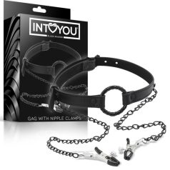 INTOYOU - Mordaza con pinzas para pezones (negro) INTOYOU - Mordaza con pinzas para pezones (negro)
