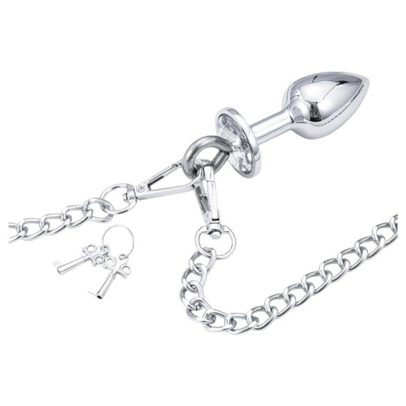 LateToBed - juego de esposas BDSM con plug anal - metal plateado