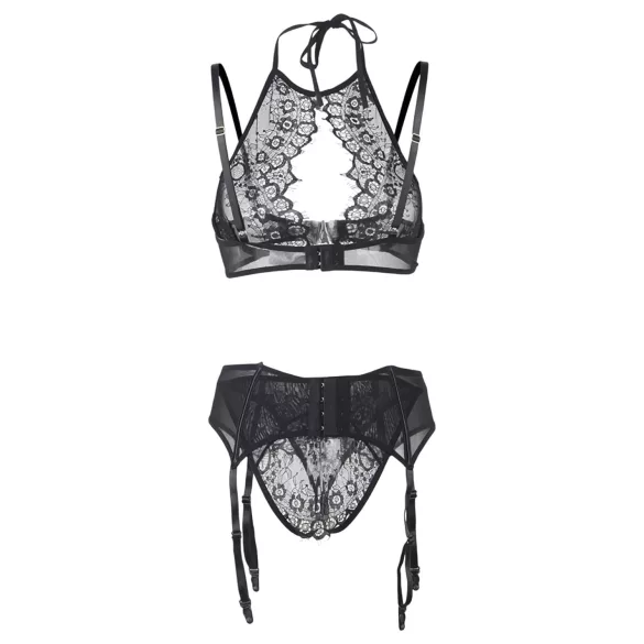 Adalet Evelyn - conjunto lencería 3 piezas encaje - negro