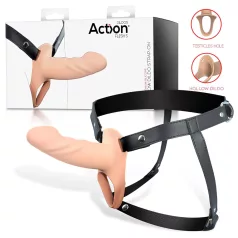 Action StrapOn S - arnés con dildo hueco (color carne)
