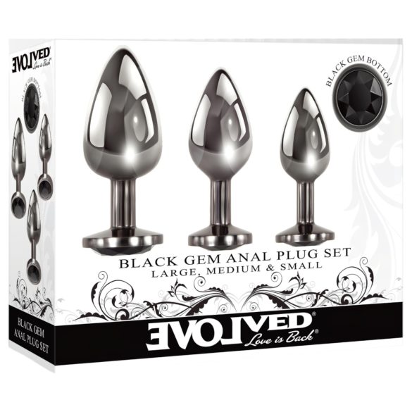 Conjunto de Plugs Anales Evolved - Gema Negra, Metal Plateado