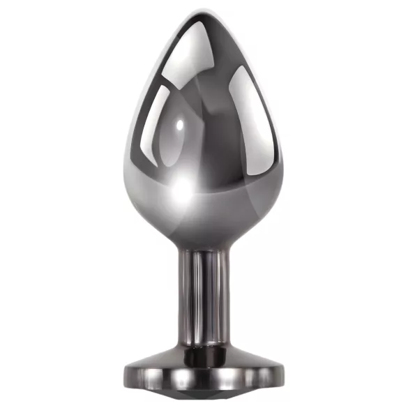 Evolved Black Gem - juego de plugs anales metálicos con gema negra (plateado)