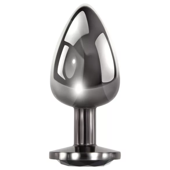 Evolved Black Gem - juego de plugs anales metálicos con gema negra (plateado)