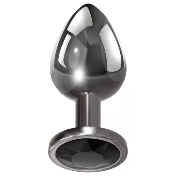 Evolved Black Gem - juego de plugs anales metálicos con gema negra (plateado)