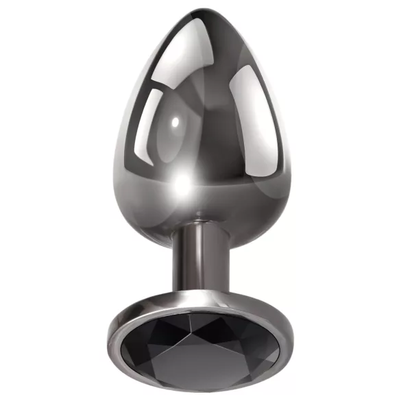 Evolved Black Gem - juego de plugs anales metálicos con gema negra (plateado)