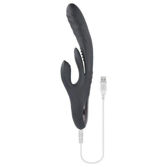 Playboy Rapid Rabbit - vibrador con estimulador de clítoris - recargable - negro