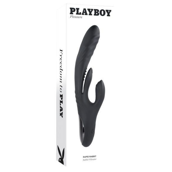 Playboy Rapid Rabbit - vibrador con estimulador de clítoris - recargable - negro