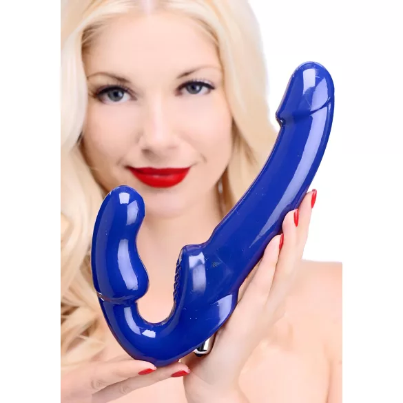 Strap U Revolver II - arnés con consolador vibrador - silicona azul