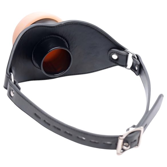 Master Series - mordaza bucal con forma de vulva - silicona color natural