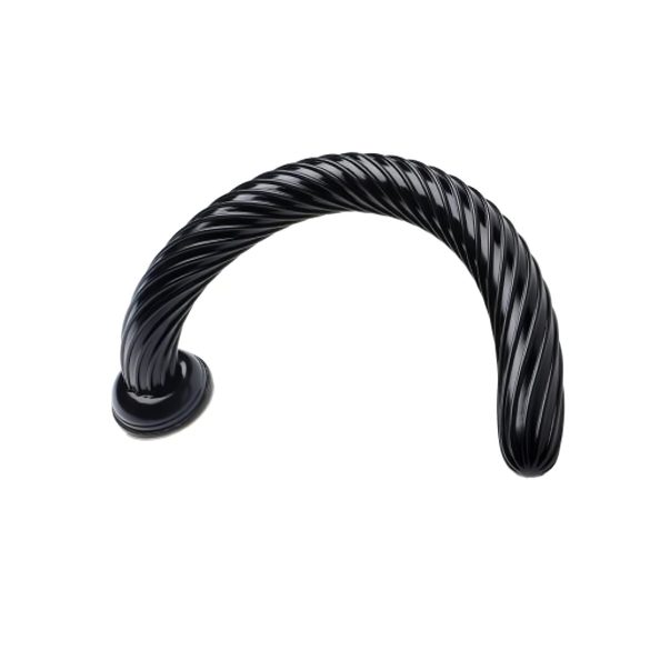Hosed Spiral Anal Snake 19 - consolador anal con ventosa - silicona negra