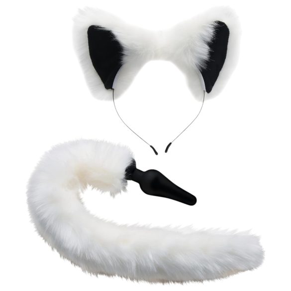 TAILZ - Plug Anal con Cola de Zorro y Diadema (Negro y Blanco)