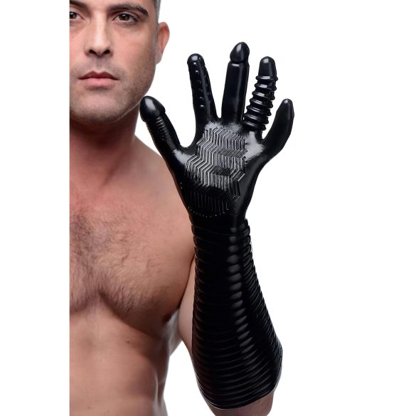 Pleasure Fister - guante para fist sexual texturizado - silicona negra