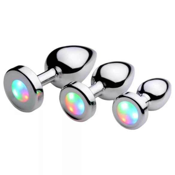 Booty Sparks - plug anal luminoso - grande - plateado