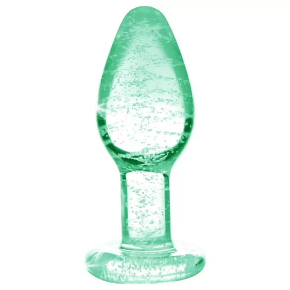 Booty Sparks Glow in the Dark L - plug anal de vidrio (transparente)