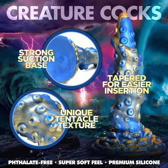 Creature Cocks Kraken - dildo tentáculo espiral - 21cm - dorado azul