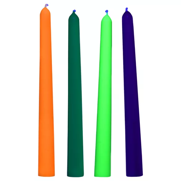 XR Brands - Vela corporal BDSM UV reactiva - colores (4 uds)