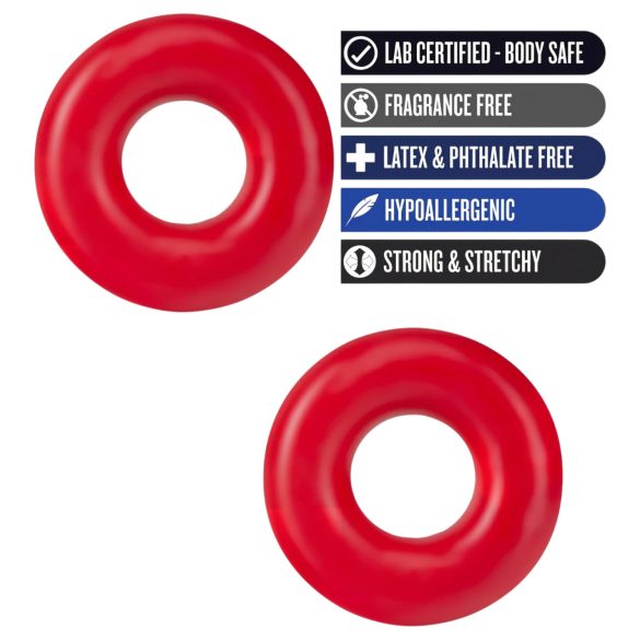 Stay Hard Donuts - anillo para el pene - set de 3 - silicona roja