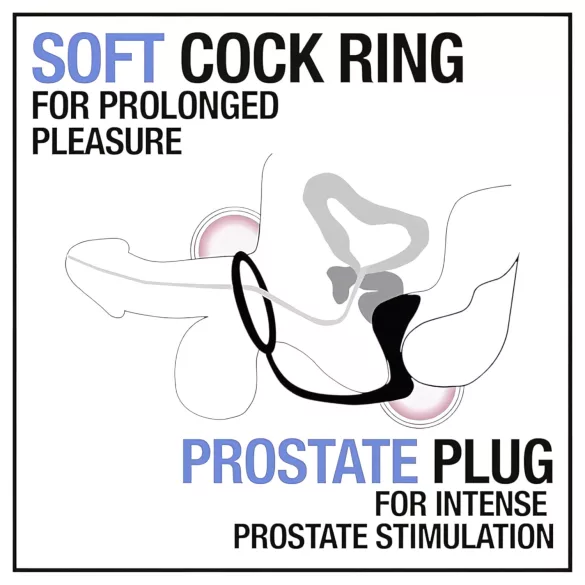 Anal Adventures Platinum - dildo anal con anillo para pene - silicona negra