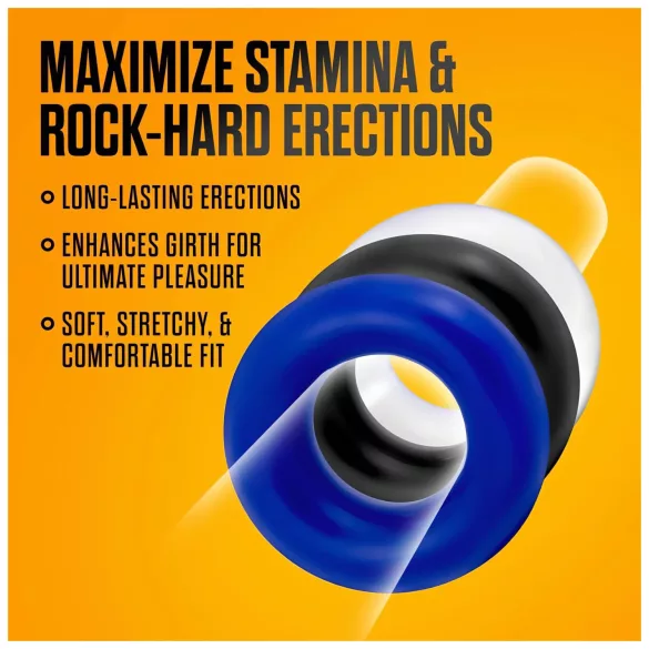 Stay Hard - set de anillos para pene - 3 unidades - colores variados