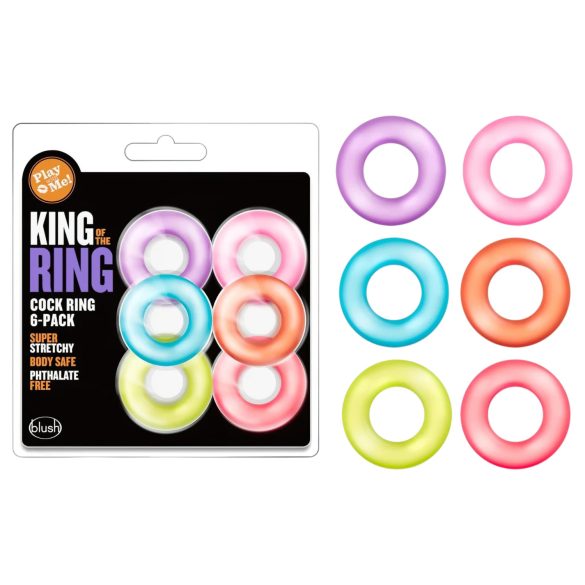 King of the Ring - set de anillos para pene - coloridos (6 uds)