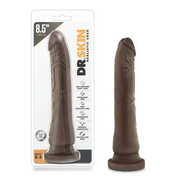Dr. Skin 8.5 - Dildo realista marrón con ventosa (20,5 cm)