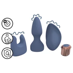   Loveline - juego de vibrador con cabezales intercambiables (azul‑gris)