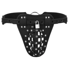   Ouch! - cinturón de castidad masculino de cuero sintético con candado (negro)