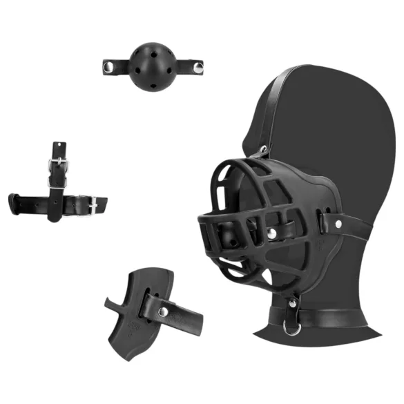 Ouch! - mordaza con boquilla integrada - cuero sintético negro