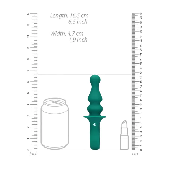 Loveline - Consolador anal vibrador recargable con cuentas - silicona verde