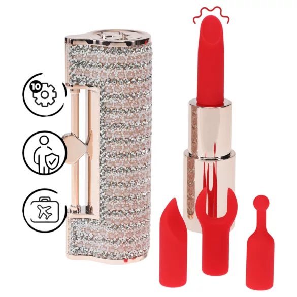 Loveline Angel - vibrador con forma de pintalabios con 4 accesorios (rosa)