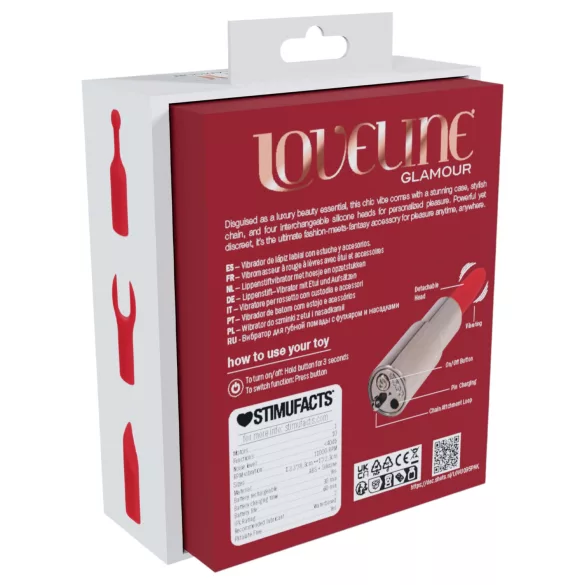 Loveline Angel - vibrador con forma de pintalabios con 4 accesorios (rosa)
