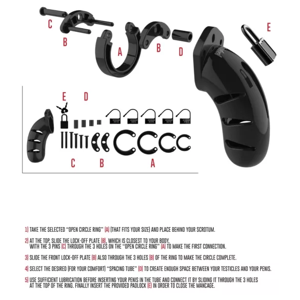 ManCage Modelo 06 - jaula para pene para hombres (negra) - 14 cm