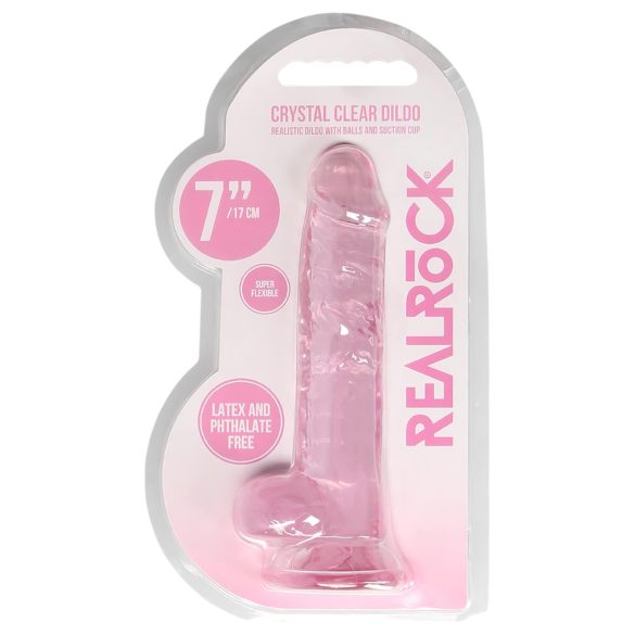 REALROCK - dildo realista transparente - rosa (17cm)
