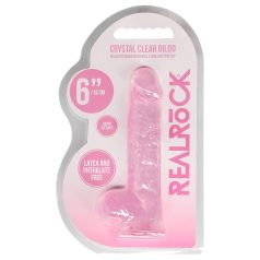 REALROCK - dildo transparente realista - rosa (15 cm)