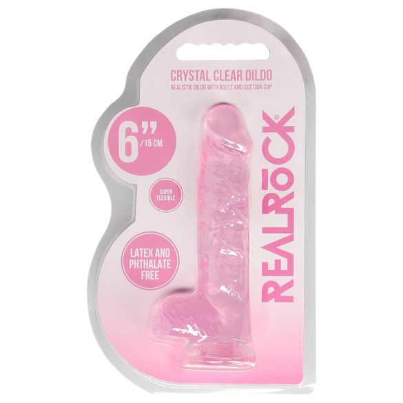 REALROCK - dildo transparente realista - rosa (15 cm)