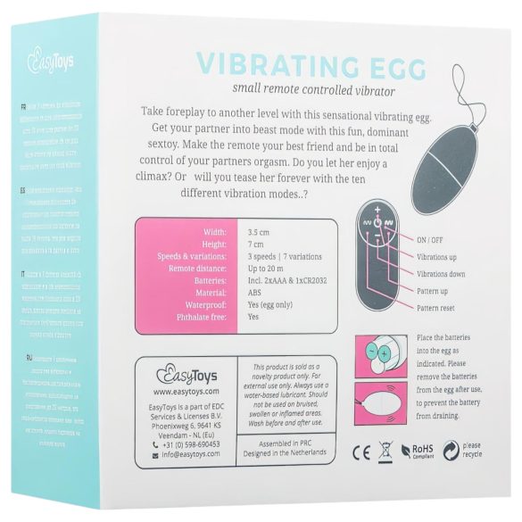 Easytoys - huevo vibrador inalámbrico 7 ritmos silicona rosa