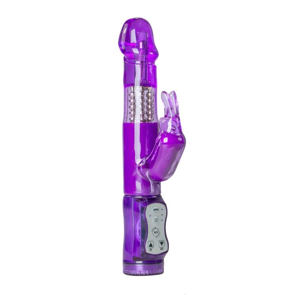 Easytoys Conejito - Vibrador lila con perlas giratorias y estimulador de clítoris