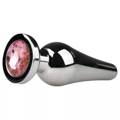   EasyToys Metal nº 11 - plug anal cónico con piedra rosa (plateado, 3,5 cm)
